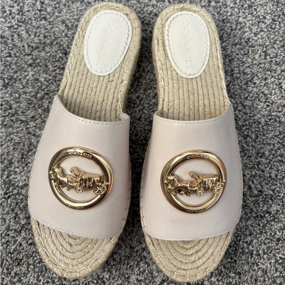 Coach Camille Leather Cream Sandals